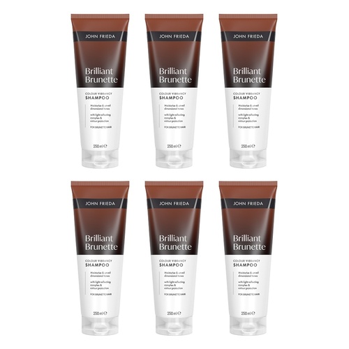 John Frieda Brilliant Brunette Shampoo 250mL Pack of 6