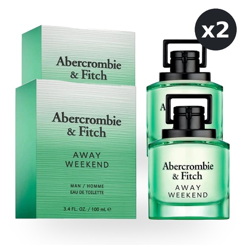 Abercrombie & Fitch Away Weekend for Men Eau De Toilette EDT 100ml Spray Pack of 2