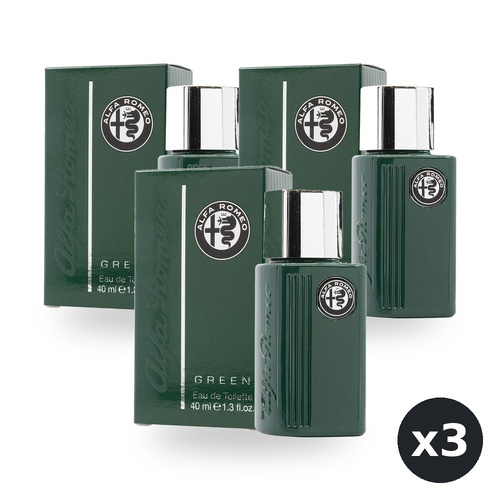 Alfa Romeo Green Eau De Toilette EDT 40ml Spray Pack of 3