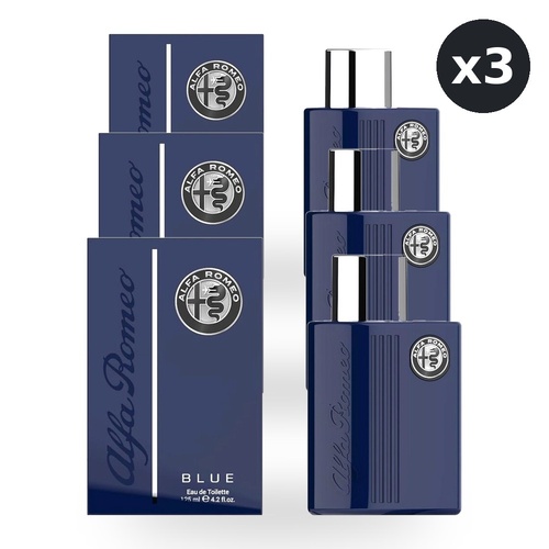 Alfa Romeo Blue Eau De Toilette EDT 125ml Spray Pack of 3