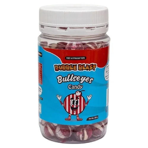 Bubble Blast Bullseyes Peppermint Candy Jar 250g Australian Made Treats