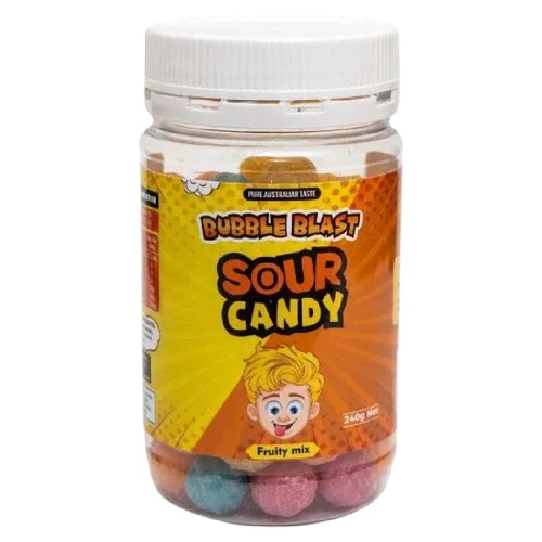 Bubble Blast Sour Fruity Mix Candy 250g Australian Tangy Lollies Sweets
