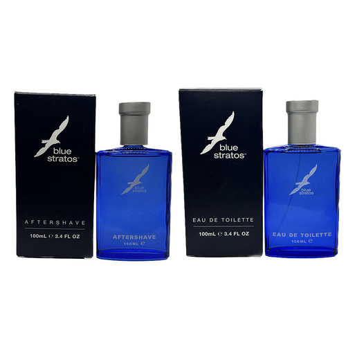 Blue Stratos Pre Electric Aftershave & EDT Mens Fragrance Set 100ml