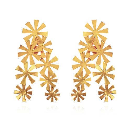 Culturesse Venezia Artisan 24K Petal Sculpture Earrings (Oversized)