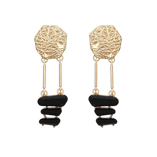 Culturesse Elyn Black and Gold Earrings 