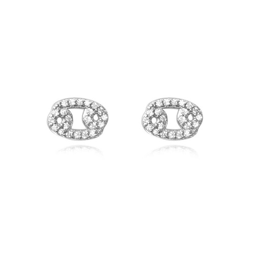 Culturesse Cancer Artisan Zirconia Pavé Stud Earrings (Silver)