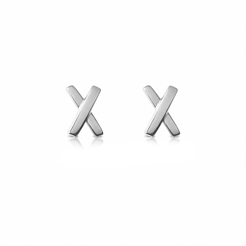 Culturesse Kiss Kiss Dainty Cross Earrings (Silver)