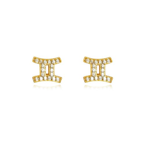 Culturesse Gemini Artisan Zirconia Pavé Stud Earrings (Gold)