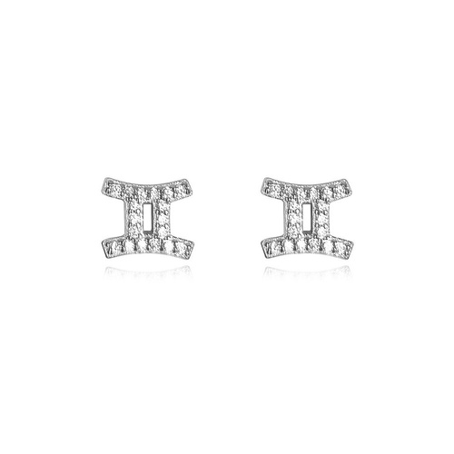 Culturesse Gemini Artisan Zirconia Pavé Stud Earrings (Silver)