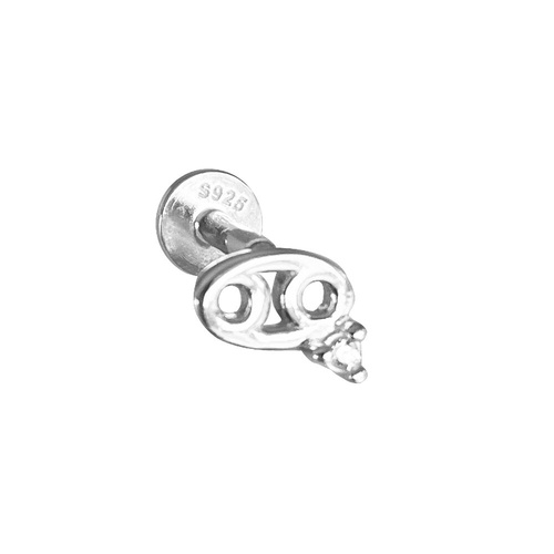 Culturesse Cancer Helix Screw Back Earring (Silver Single Piece)