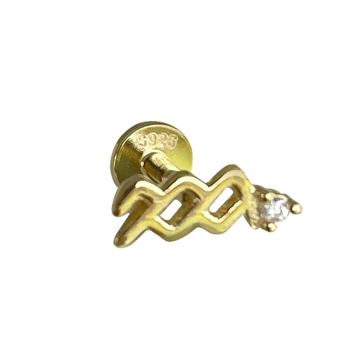 Culturesse Aquarius Helix Screw Back Earring (Gold Single Piece)