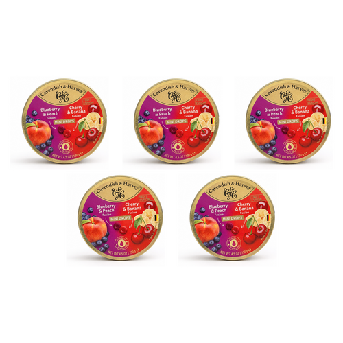 Cavendish & Harvey Mini Drops Blueberry Peach Cherry Banana 130g 5 Pack