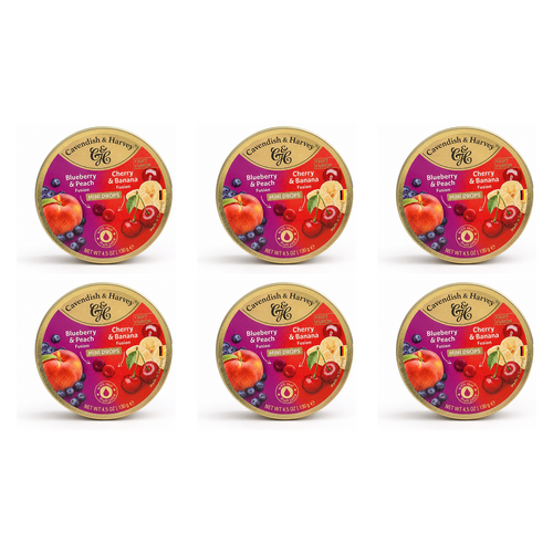 Cavendish & Harvey Mini Drops Blueberry Peach Cherry Banana 130g 6 Pack