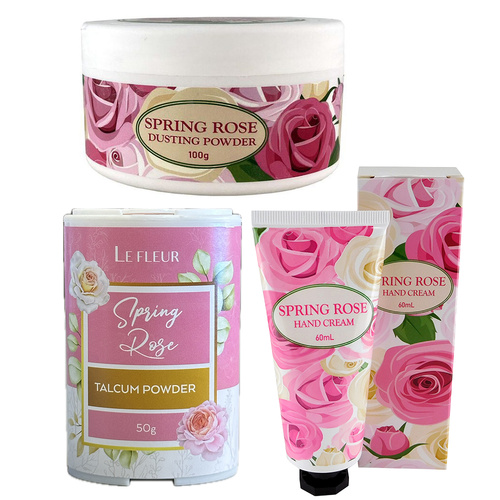 Spring Rose Luxury Talcum Powder Hand Cream Dusting Powder Set