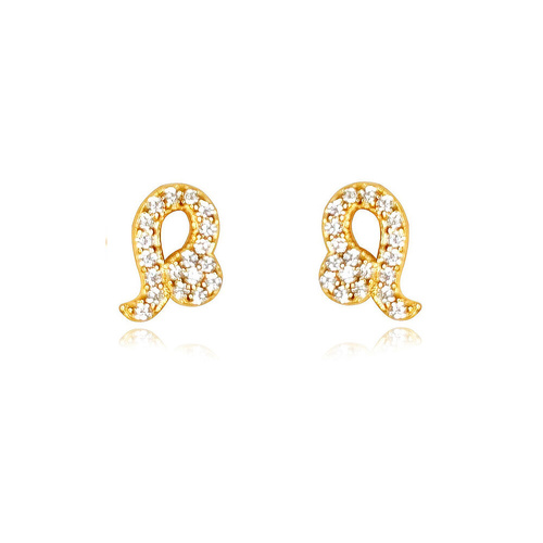Culturesse Leo Artisan Zirconia Pavé Stud Earrings (Gold)