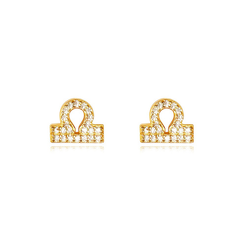 Culturesse Libra Artisan Zirconia Pavé Stud Earrings (Gold)