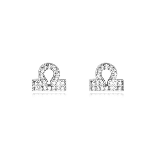 Culturesse Libra Artisan Zirconia Pavé Stud Earrings (Silver)