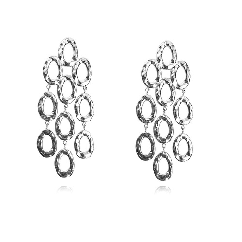 Culturesse Lenore Sculptured Loop Mesh Earrings (Silver)