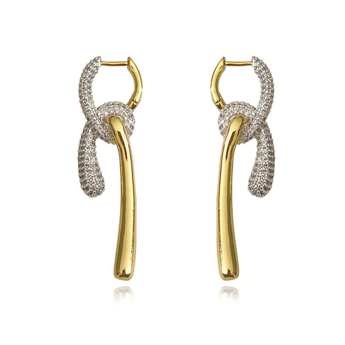 Culturesse Aviva Two Tone Diamante Knot Earrings