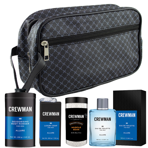 Crewman Allure Mens Grooming Set EDT Soap Powder Bag & Muscle Soak Salts