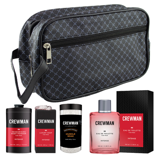 Crewman Intense Mens Grooming Set EDT Soap Powder Bag Muscle Soak Salts