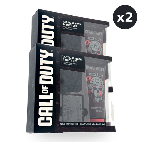Call of Duty Tactical Bath & Body Set Body Wash 150ml Moulded Soap 65g Loofa Pack of 2