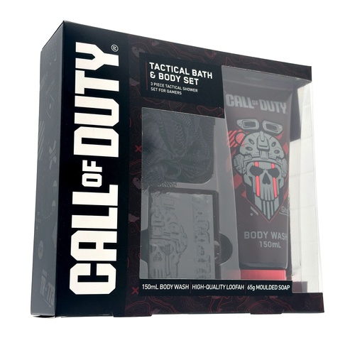 Call of Duty Tactical Bath & Body Set Body Wash 150ml Moulded Soap 65g Loofa