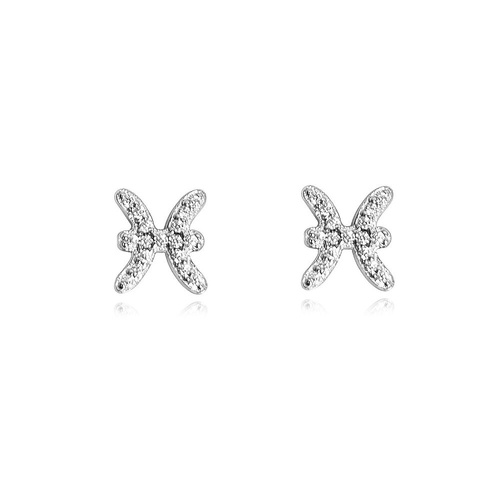 Culturesse Pisces Artisan Zirconia Pavé Stud Earrings (Silver)