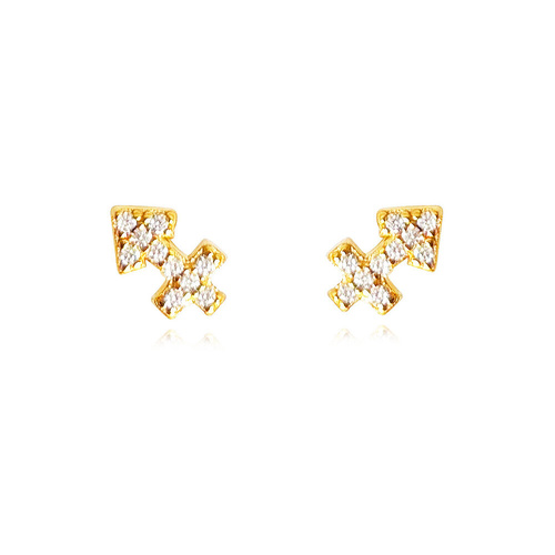 Culturesse Sagittarius Artisan Zirconia Pavé Stud Earrings (Gold)