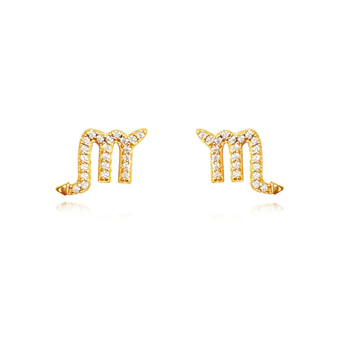 Culturesse Scorpio Artisan Zirconia Pavé Stud Earrings (Gold)