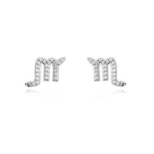 Culturesse Scorpio Artisan Zirconia Pavé Stud Earrings (Silver)
