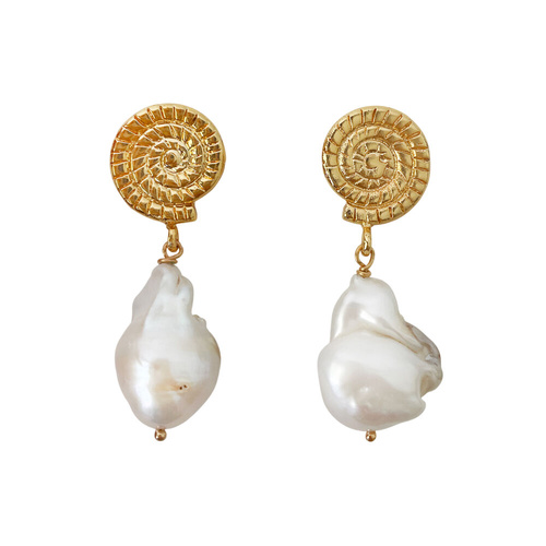 Culturesse Aurelia 24K Baroque Pearl Drop Earrings (Imperfect No.2)