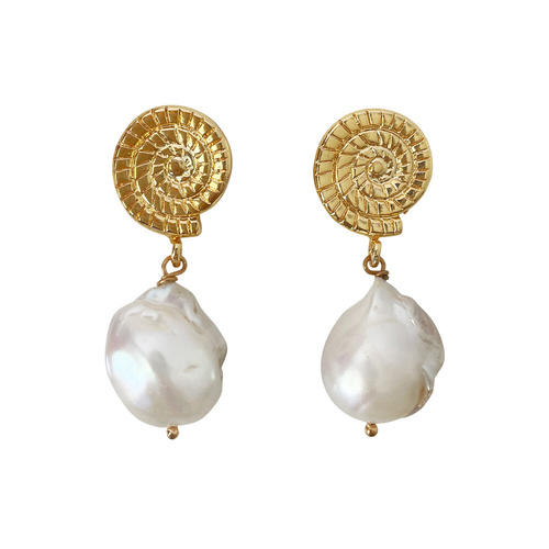Culturesse Aurelia 24K Baroque Pearl Drop Earrings (Imperfect No.4)