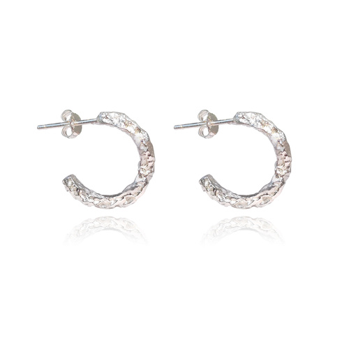 Culturesse Solvej Artisan Raw Silver Hoop Earrings