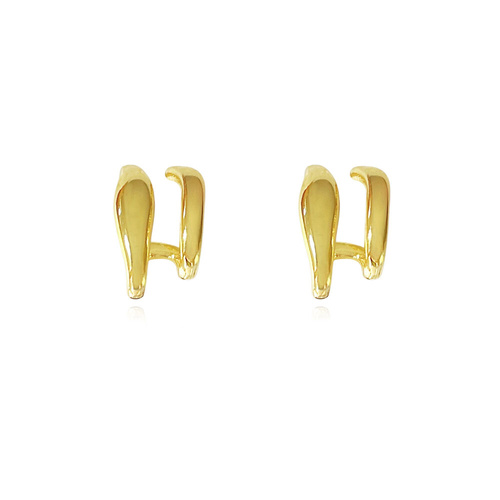 Culturesse Asta Sculptural Twin Line Earrings (Gold)
