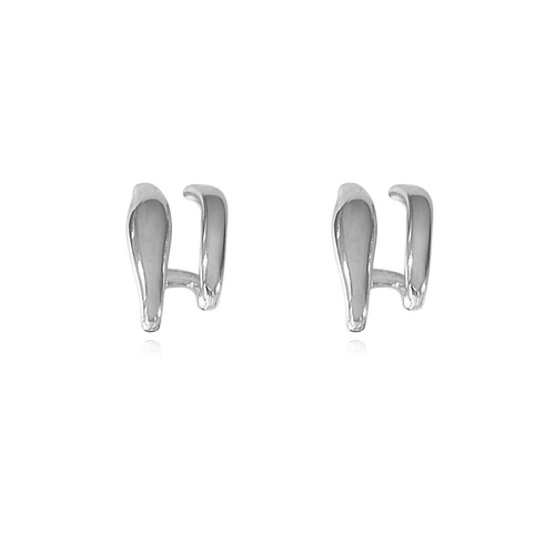 Culturesse Asta Sculptural Twin Line Earrings (Silver)