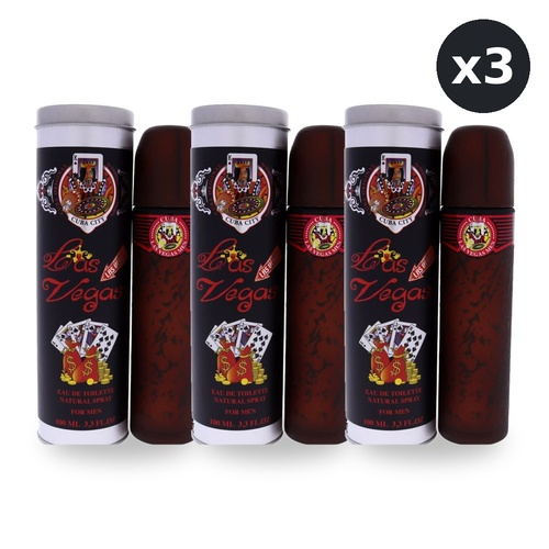 Cuba City Las Vegas Eau De Toilette EDT 100ml Spray Pack of 3
