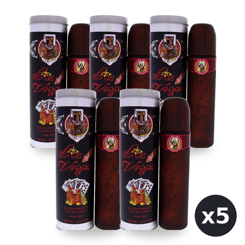 Cuba City Las Vegas Eau De Toilette EDT 100ml Spray Pack of 5