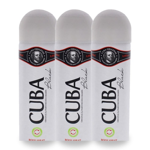 Cuba Black Body Spray 200ml Pack of 3