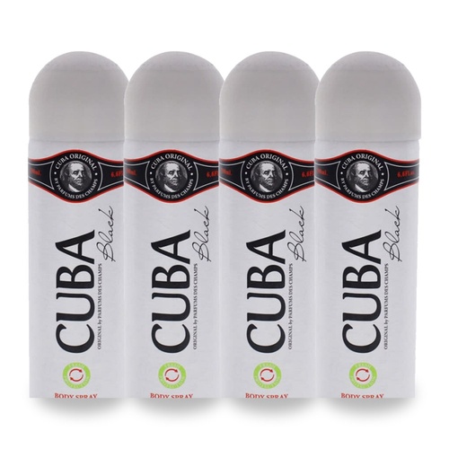 Cuba Black Body Spray 200ml Pack of 4