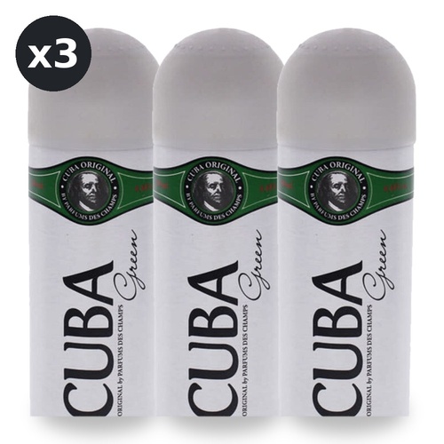 Cuba Green Body Spray 200ml Pack of 3