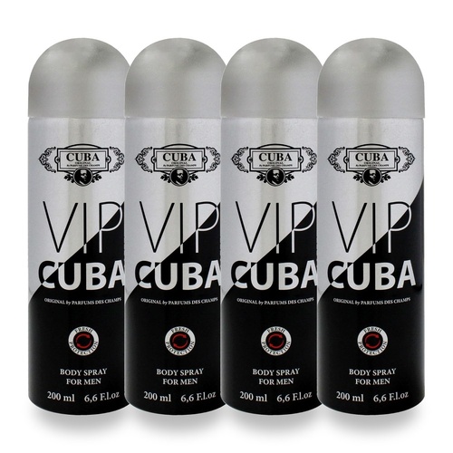 Cuba Vip Body Spray 200ml Pack of 4