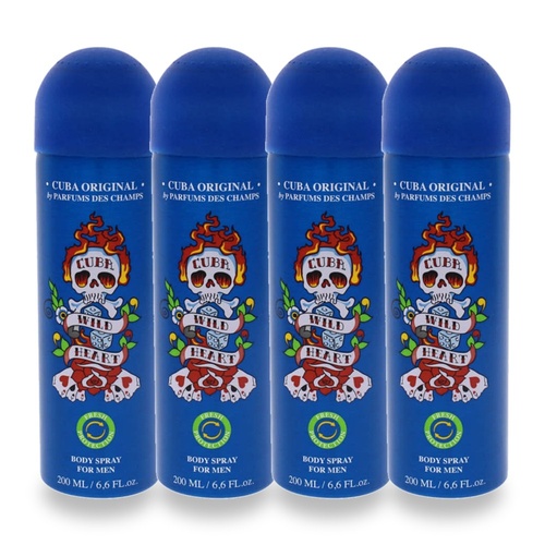 Cuba Wild Heart Body Spray 200ml Pack of 4