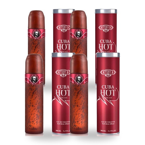 Cuba Hot Eau De Toilette EDT 100ml Pack of 4