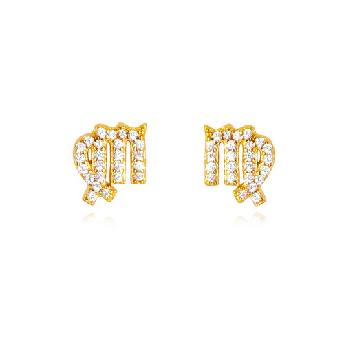 Culturesse Virgo Artisan Zirconia Pavé Stud Earrings (Gold)