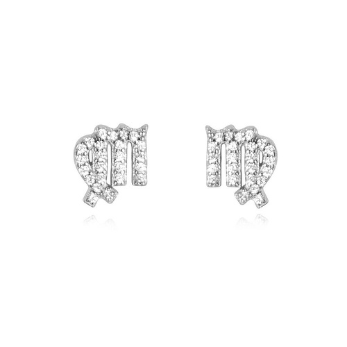 Culturesse Virgo Artisan Zirconia Pavé Stud Earrings (Silver)