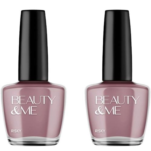 Beauty & Me Risky Pale Brown Nail Polish 2x 12ml Duo