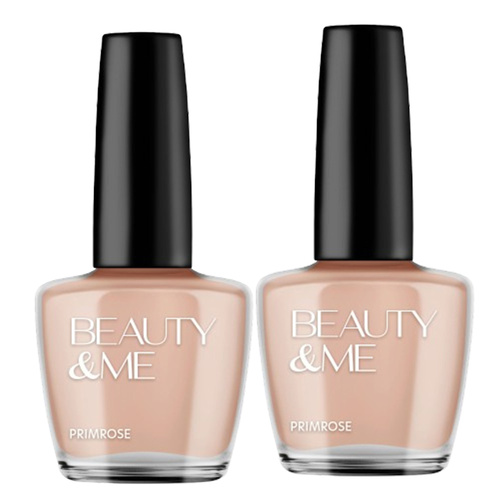 Beauty & Me Primrose Light Brown Cream Nail Polish 2x 12ml Duo