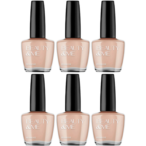 Beauty & Me Primrose Light Brown Nail Polish 6 Pack Cream Finish 12ml Each