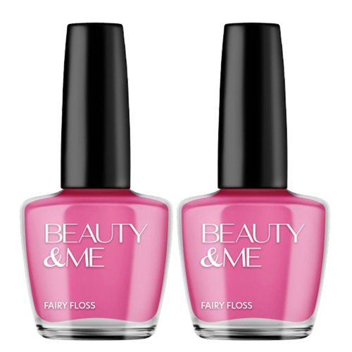 Beauty & Me Fairy Floss Vivid Pink Nail Polish 2x 12ml Duo